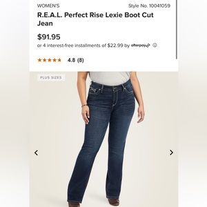 Ariat REAL Denim-Perfect Rise Boot Cut plus size jeans